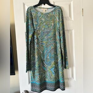 Michael Michael Kors Blue and green paisley print dress, size medium